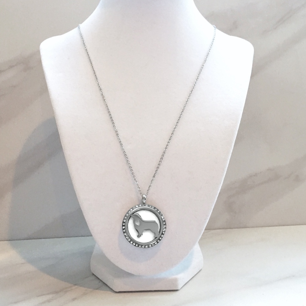 Collie Aromatherapy Pendant / Silver Dog Necklace
